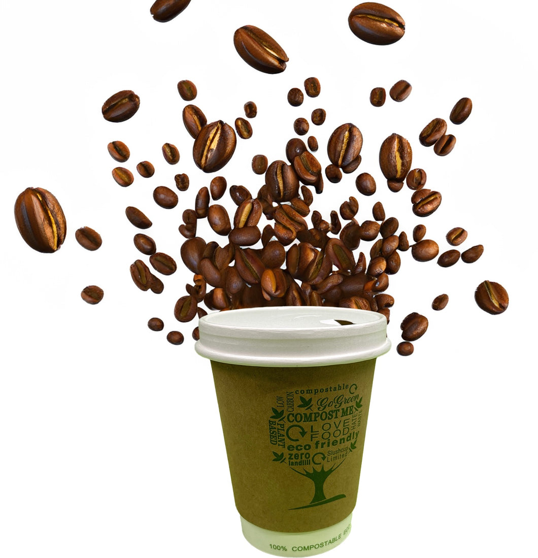 10 oz coffee cups, double wall, 100% biodegradable, 320gsm, qty 500